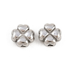 Нержавеющая Сталь Цвет 304 из нержавеющей стали бусы, клевер, цвет нержавеющей стали, 7.5x7.5x4 мм, отверстие : 1.6 мм