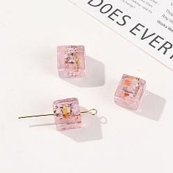 Pink Handmade Lampwork Beads, Cube, Pink, 10x10x10mm