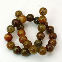 Dragon Veins Agate Dyed Natural Dragon Veins Agate Beads Strands, Round, 6mm, Hole: 1mm, about 62pcs/strand, 15.74 inch