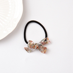 Разноцветный Резинки для волос из ацетата целлюлозы (смола) с бантом, Резинки для волос, держатель для хвоста для женщин и девочек, красочный, 30x55 мм