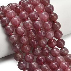 Розовый Кварц Природного розового кварца нитей бисера, круглые, 10 мм, отверстие : 1.2 мм, около 37 шт / нитка, 15.43 дюйм (39.2 см)