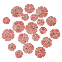 Светло-Вишневый 500g фарфоровые кабошоны ручной работы, цветок, светло-вишневый, 40.5~66x41.5~66.5x6.5 мм