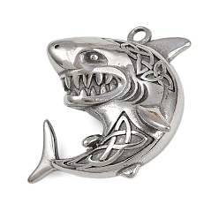Нержавеющая Сталь Цвет 304 подвески из нержавеющей стали в виде морских животных, акул амулеты, цвет нержавеющей стали, 37.5x29.5x15.5 мм, отверстие : 2.5 мм