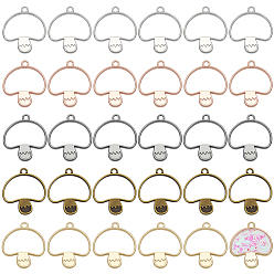 (52) Непрозрачная лаванда 30 шт. 5 цвета сплава открытая задняя часть подвески безель, для diy уф смолы, эпоксидная смола, Прессованные цветочные украшения, грибное очарование, разноцветные, 34x30x3.5 мм, отверстие : 3 мм, 6 шт / цвет