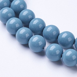 Steel Blue Natural Hokutolite Bead Strands, Round, Dyed, Steel Blue, 6mm, Hole: 1mm, about 67pcs/strand, 15.7 inch