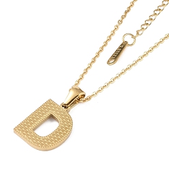 Letter D Ion Plating(IP) Initial Letter 304 Stainless Steel Pendant Necklaces, Real 18K Gold Plated, Letter D, 15.87 inch(40.3cm), Pendant: about 17x12.5mm