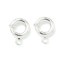 Посеребрённый Латунная застежка пружинного кольца, долговечный, без свинца и без кадмия, стойки покрытие, 925 серебро покрытием, 9.5x7.5x2.5 мм, отверстие : 1.2 мм