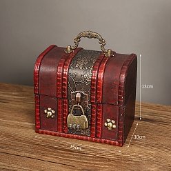 Темно-Красный Деревянная шкатулка, с застежкой спереди, для художественного хобби и домашнего хранения, прямоугольные, темно-красный, 10x15x13 см