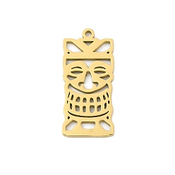 Золотой 304 подвески из нержавеющей стали, тики маска очарование, лазерная резка, золотые, 27.5x12.5x1.5 мм, отверстие : 1.5 мм