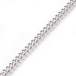 Stainless Steel Color Tarnish Resistant 304 Stainless Steel Curb Chains, Twisted Chains, Unwelded, Stainless Steel Color, 2.8mm, Links: 4x2.8x0.8mm