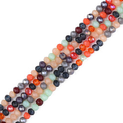 Gray Glass Beads Strands, Faceted, Rondelle, Gray, 3.5x3mm, Hole: 0.9mm, about 130Pcs/strand, 14.37 inch(36.5cm)