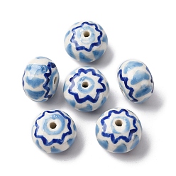 Васильковый Фарфоровые бусины ручной работы, рондель, пастельный фарфор, васильковый, 14.5~15x10.5~11 мм, отверстие : 1.8~2 мм