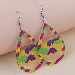 Teardrop Висячие серьги в богемном стиле из акриловой блестящей пудры., платина, слеза, 79x38 мм