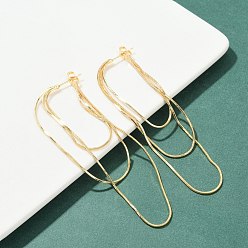 Настоящее золото 18K Серьги-гвоздики с латунными змеиными цепочками и кисточками для женщин, без кадмия, без никеля и без свинца, реальный 18 k позолоченный, 84 мм, штифты : 0.8 мм