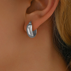 Нержавеющая Сталь Цвет Минималистичный европейский и американский стиль 201 глянцевые серьги-кольца из нержавеющей стали для женщин, цвет нержавеющей стали, 16 мм