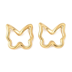 Настоящее золото 18K 304 Кольца-бабочки из нержавеющей стали, ионное покрытие (ip), реальный 18 k позолоченный, 15x16x3.5 мм, внутренний диаметр: 12x9 мм