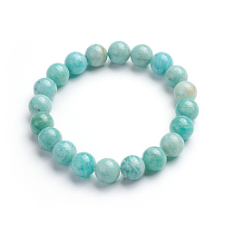 Амазонит Натуральный амазонитовые браслеты простирания, круглые, 2-1/8 дюйм (5.3 см), бусина : 10.8~11.5 mm