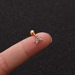 Золотой 316l серьги-хрящи из хирургической нержавеющей стали с микропаве из прозрачного кубического циркония, золотые, 6 мм, штифты : 1.2 мм
