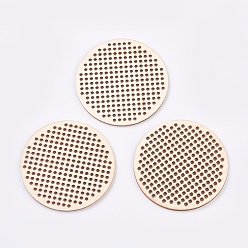 Blanched Almond Wooden Needlecraft Cross-stitch Embroidered Blank Disc, Blanched Almond, 64x2mm, Hole: 2mm