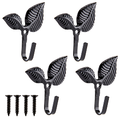 Черный 2шт. вешалка из листового железа, настенный крючок для одежды, для шляпы шарф сумка для хранения ванной, чёрные, 75x71x22 мм