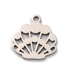 Нержавеющая Сталь Цвет Не тускнеющие 201 подвески из нержавеющей стали, лазерная резка, шарм из ракушек, цвет нержавеющей стали, 13.5x12.5x1 мм, отверстие : 1.4 мм