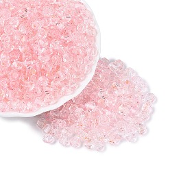 Pink Прозрачное стекло Бисер, с блеском порошок, двухконусные, розовые, 6x5~5.5 мм, отверстие : 1.2~1.5 мм, Около 2250 шт / фунт