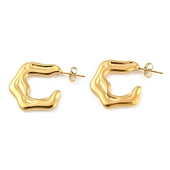 Настоящее золото 18K 304 серьги-гвоздики из нержавеющей стали с поворотным кольцом, серьги-кольца, реальный 18 k позолоченный, 27x3x24 мм