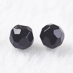 Black Onyx Natural Black Onyx Beads, Half Drilled, Dyed & Heated, Faceted, Round, 5mm, Hole: 1mm