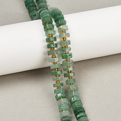 Зеленый Авантюрин Естественный зеленый авантюрин бисер нитей, граненые, диск, Heishi бусы, с бисером, 8x2.5~4.5 мм, отверстие : 1 мм, около 74~75 шт / нитка, 15.47~15.55'' (39.3~39.5 см)