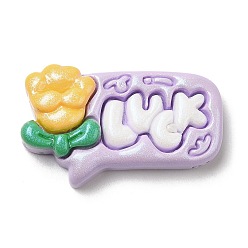 Rectangle Непрозрачные кабошоны из смолы, Мультяшный блеск дерева удача кабошоны, прямоугольные, 20x33x7.5 мм