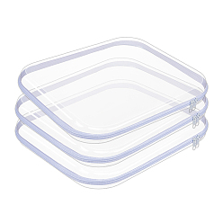 Clear 3Pcs Hard Plastic Zipper Cases, Rectangle, Clear, 35x31x4.9cm