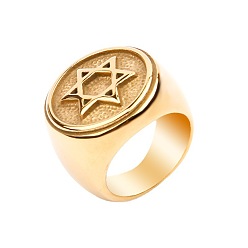Золотой Узор «Звезда Давида» 304 перстни из нержавеющей стали для мужчин, золотые, размер США 11 (20.6 мм)