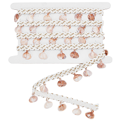 Льняное Полотно 2 ярдов полиэстера и отделки из ракушек, белье, 1-1/4 дюйм (33 мм)