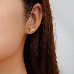 Золотой Стильные 304 серьги-гвоздики в форме бабочек из нержавеющей стали для повседневной носки, золотые, 5.75x7 мм