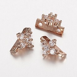 Розовое Золото Кулон из циркония с электрофорезом из латуни, многожильных ссылки, долговечный, розовое золото , 11x8x7 мм, отверстие : 1 мм