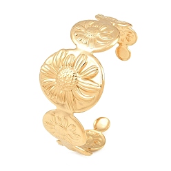 Flor Playa de verano 304 Brazaletes abiertos de acero inoxidable para mujer, dorado, flor, diámetro interior: 1.73 pulgada (4.4 cm) x 2.64 pulgada (6.7 cm)