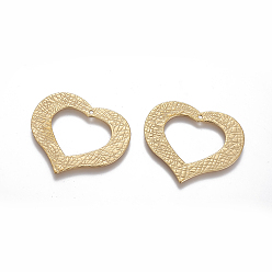 Золотой Вакуумное покрытие pvd 304 текстурированные подвески из нержавеющей стали, сердце, золотые, 37.5x33x1 мм, отверстие : 1.2 мм