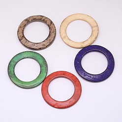 Mixed Color Dyed Wood Jewelry Findings Coconut Linking Rings, Mixed Color, 38x2~5mm