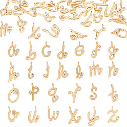 Letter A~Z 26 шт. 26 стили латунные микро-паве кубические циркониевые подвески, долговечный, без никеля , реальный 18 k позолоченный, буквы, Письмо ~ Z, 11.5~15x4.5~10x3.5 мм, отверстие : 1.4~1.8 мм, 1 шт / стиль