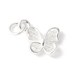 Серебро 925 полые серебряные подвески-бабочки, с печатью 925, серебряные, 10.5x12x2.5 мм, отверстие : 3.4 мм