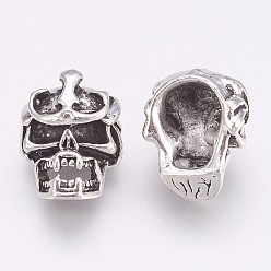 Antik Silber Farbe Tibetischer stil legierung perlen, Schädel, Antik Silber Farbe, 16x13x10 mm, Bohrung: 2.5 mm