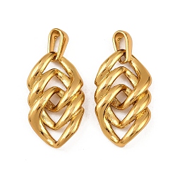 Золотой 304 подвески из нержавеющей стали, подвеска в виде переплетенного ромба, золотые, 26x15x4.5 мм, отверстие : 6.5x3 мм