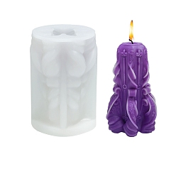 White Embossed Pillar DIY Candle Silicone Molds, for Scented Candle Making, White, 7.4x6.8x11.1cm, Inner Diameter: 5.5x2.9cm