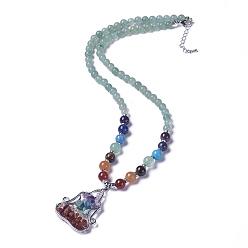 Green Aventurine Natural & Synthetic Gemstone and Green Aventurine Pendant Necklaces, 22.2 inch(56.5cm)