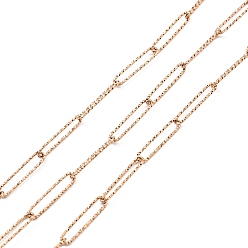 Розовое Золото Ионное покрытие (ip) 304 цепочки из текстурированной нержавеющей стали для канцелярских скрепок, пайки, с катушкой, розовое золото , 20x4x1 мм, около 16.40 футов (5 м) / рулон