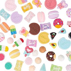Mixed Color Resin Cabochons, Imitation Food, Mixed Shapes, Mixed Color, 23~23.5x18x6mm