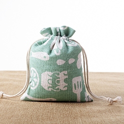 Посуда Прямоугольные упаковочные пакеты из мешковины с принтом, шнурок сумки, для подарков, подарочные пакеты для вечеринок, посуда, 10x8 см