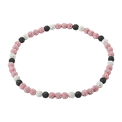 Роза 1 ожерелья из полимерной глины с круглыми бусинами и стразами, роза, 17.72 дюйм (45 см)