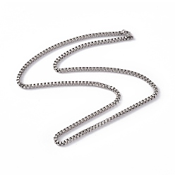 Stainless Steel Color Non-Tarnish 201 Stainless Steel Box Chain Necklace for Men Women, Stainless Steel Color, 23.62 inch(60cm)
