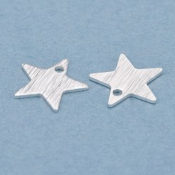 925 Sterling versilbert Messing Charme, Stern, 925 Sterling versilbert, 8x7.5x0.5 mm, Bohrung: 0.8 mm